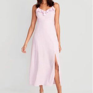 NWT | Fit & Flare Linen-Blended Ruffle Maxi Cami Dress for Women | Medium